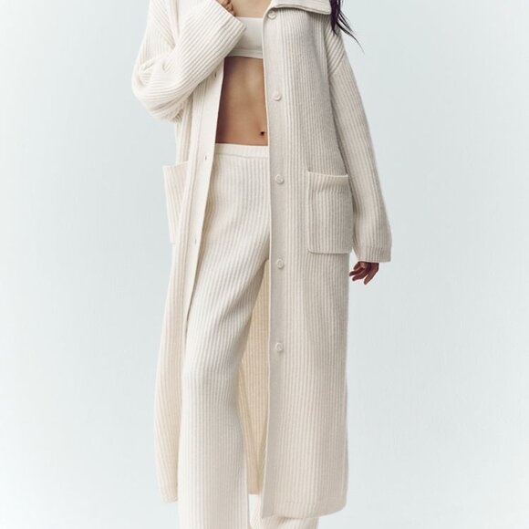 Alo Yoga Cashmere Northstar Long Cardigan Ivory - Picture 4 of 4